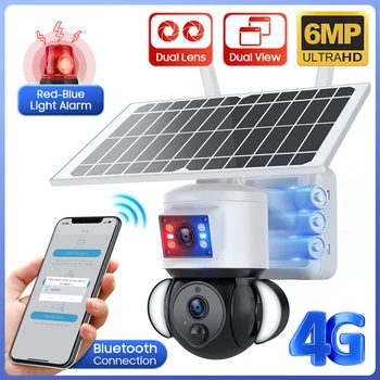 6MP 4G SIM Dual Screen Dual Lens Solar Camera 4G Sim Humanoid Tracking Security Outdoor PTZ Surveillance Battery Camera UBox app 1