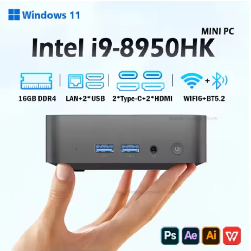 YENİ MİNİ BİLGİSAYAR Windows 11 Intel Core i9 8950HK 16GB LPDDR4 2TB Intel N5095A Mini Bilgisayar Çift WIFI 6 Mini Oyun Ofis Bilgisayarı Masaüstü