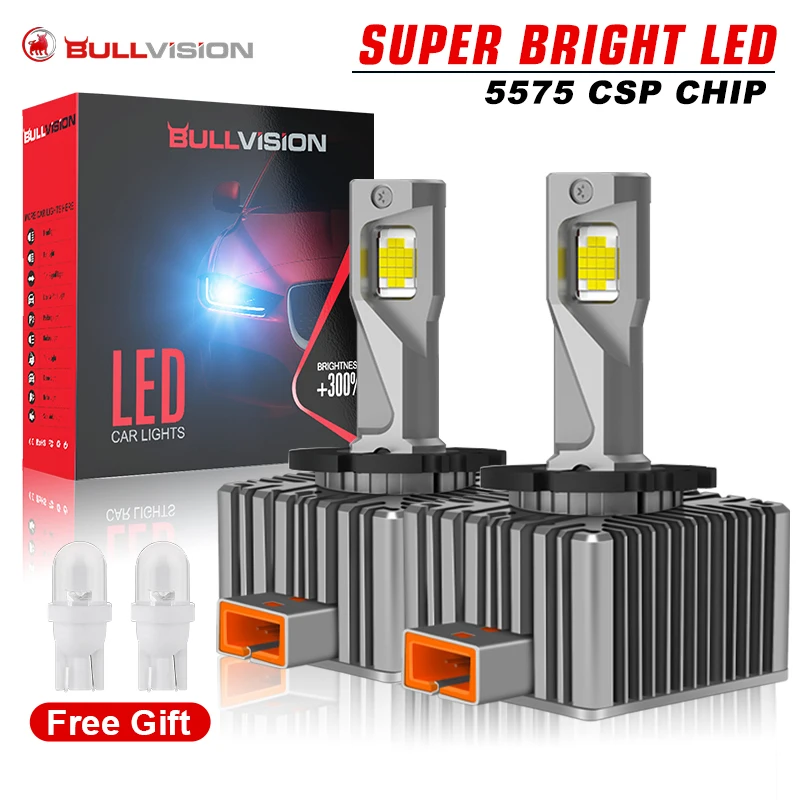 

Bullvision D1S светодиодный фары HID D3S D2S D4S D5S D8S D1R D2R D3R Turbo светодиодный 500 лм 6500 Вт двусторонний 32pc CSP чип K Plug & Play