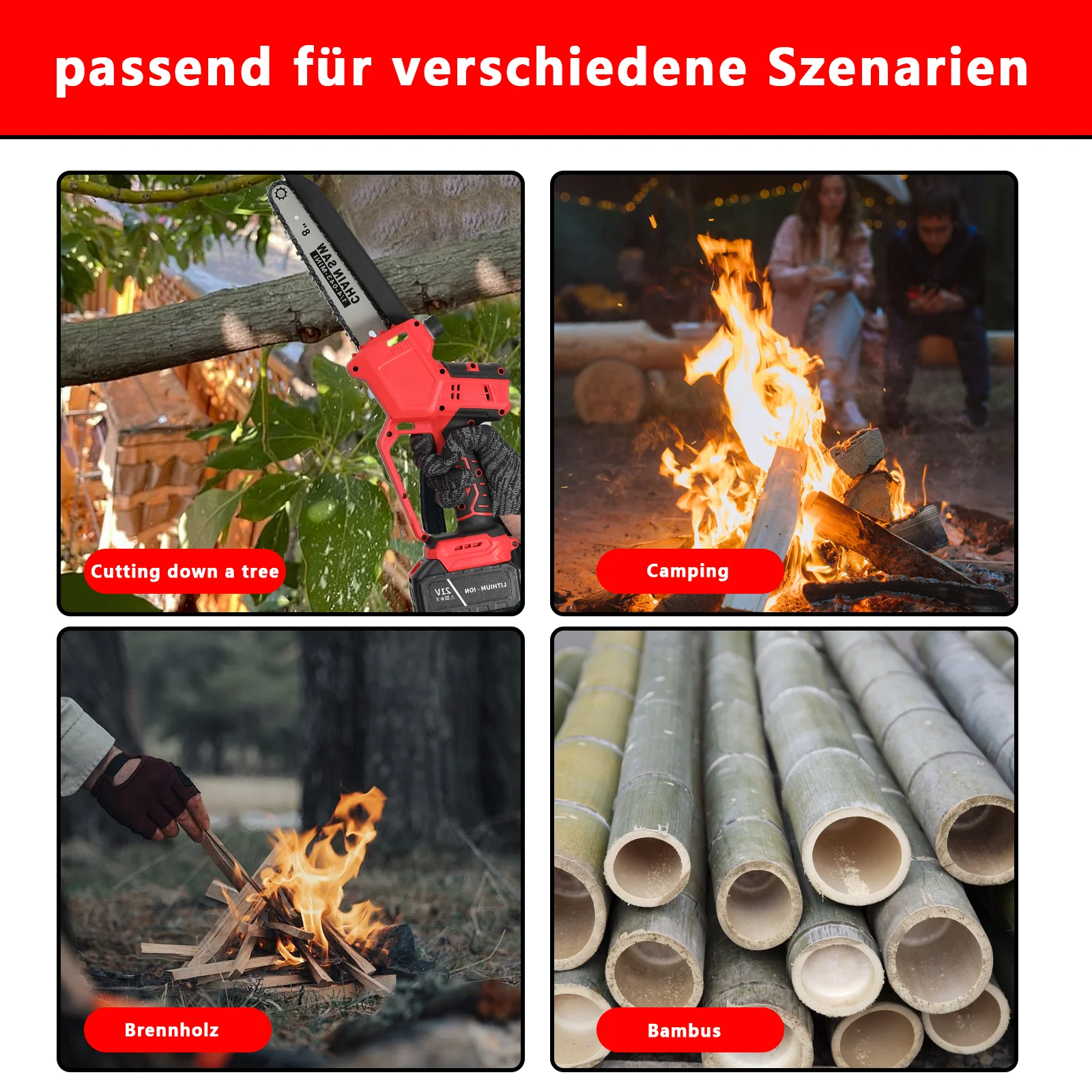 Reiner Kupfer Bürstenloser Motor Akku-Kettensäge 8 Zoll 6000mAh Mini Mit 3 Ketten 2 Batterien Tragbar Für Garten-Holzschneidarbeiten – Detail 6