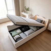 Canapé lit rembourré 90x200 avec éclairage LED, lit banquette 1 place, Lit Coffre avec sommier à Lattes et Rangement, lit simple pour enfant, sans Matelas 2