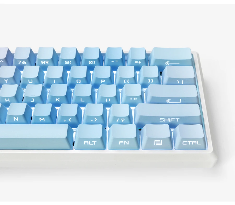 keycap transparente backlit do perfil do oem do gradiente azul dos keycap pbt superiores da cópia para keyboar