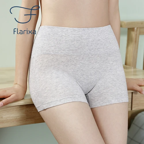 Flarixa 95% 코튼 팬티, 하이 웨이스트 심리스 여성 안전 반바지, 복서 스커트 아래 배 제어 바지 셰이퍼 속옷 2