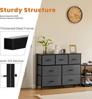 HEFPTURE 7-Drawer Storage Organizer, 3 Small& 4 Large Fabric Drawers, Durable Steel Frame, Versatile Storage for Bedroom 2