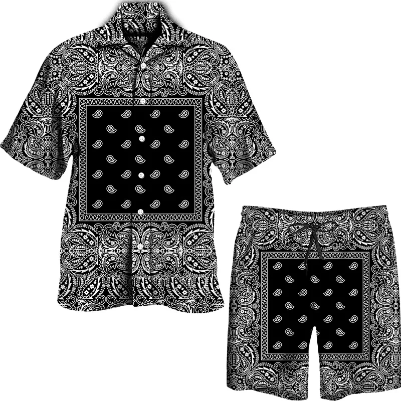 Summer Men's Hawaiian Set Cashew Floral 3D Printed Lapel Button Shirt/Beach Shorts/Suit Hip Hop Streetwear Casual Couple Outfits