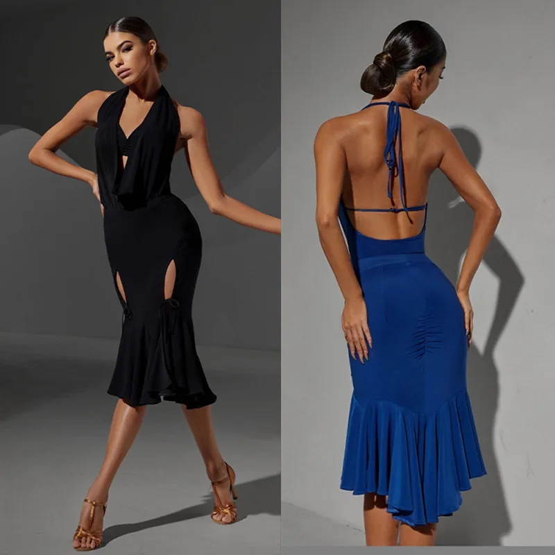 

latin leotard Latin salsa dress Samba tango blouse latin top bodysuit orange black blue 2302