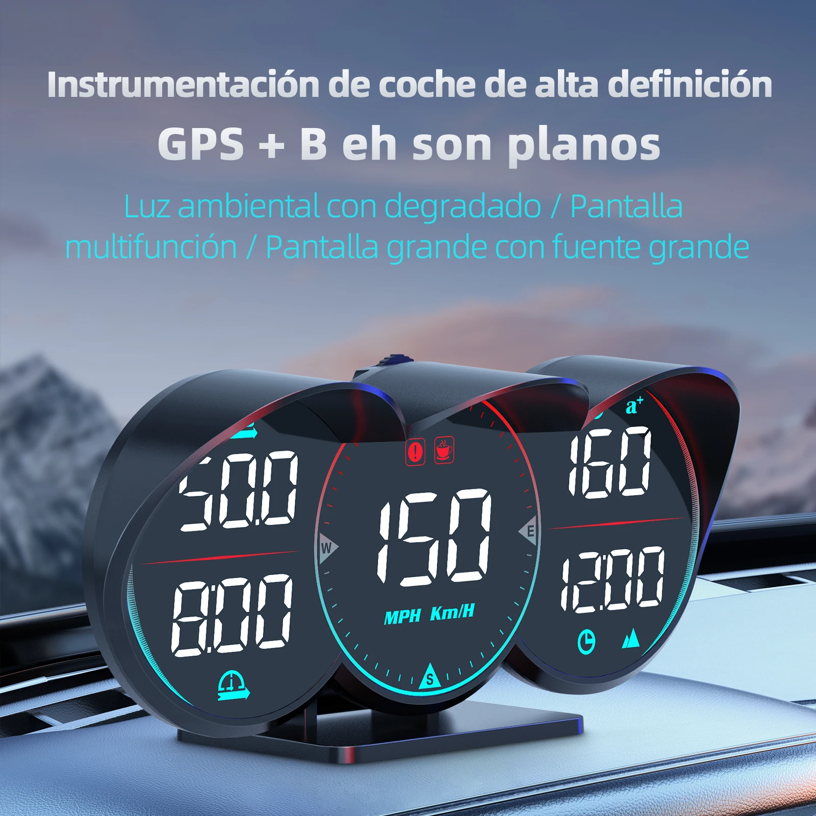Pantalla frontal para coche HUD GPS, velocímetro de ordenador, proyector de parabrisas, pantalla de velocidad para salpicadero de coche, modificación del sistema, acceso para coche 1