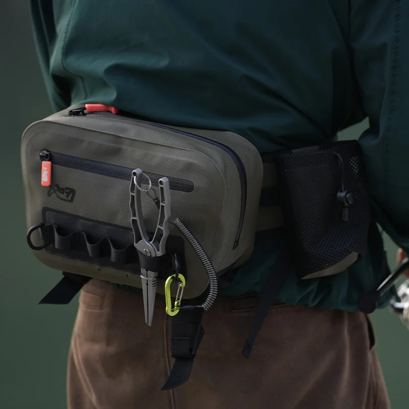 LINNHUE Fishing Tackle Waterproof Bag Outdoor Waist Fanny Pack Capacity Crossbody Bag Fishing Lures Line Box Storage Accessories