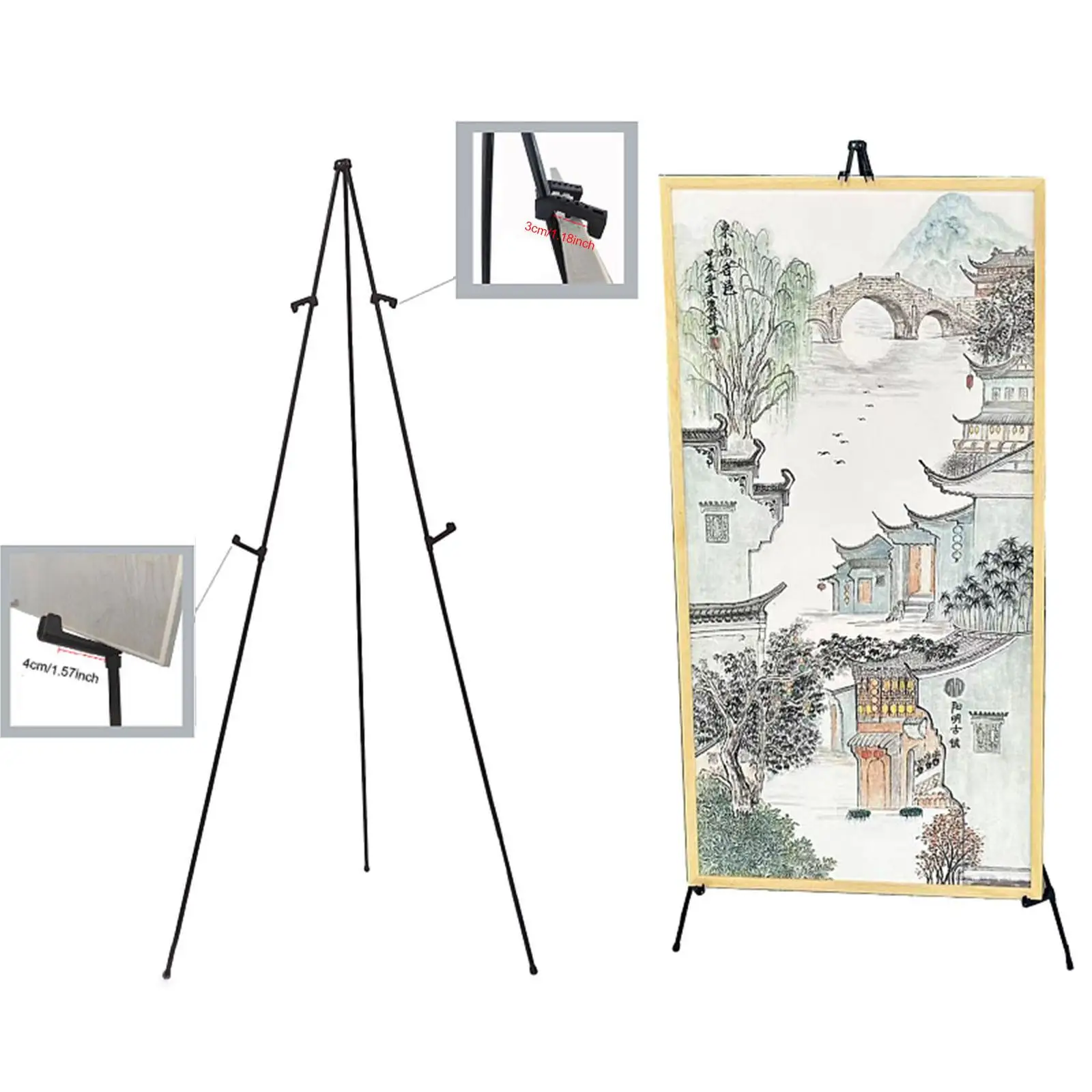 Telescoping Display Easel Folded Tripod Stand Poster Holder Stand Metal Adjustable Height Floor Standing for Paintings Artist