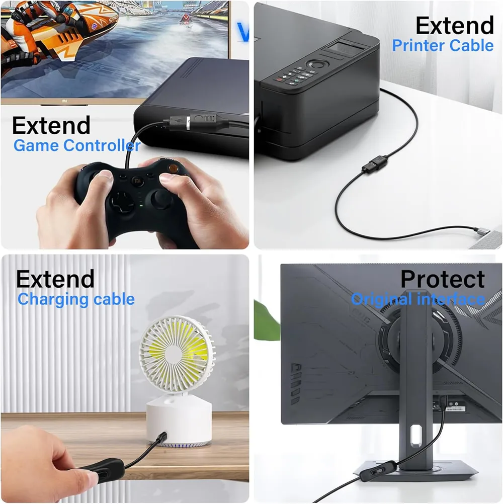 On/Off 스위치가 있는 5V USB 유형 C 연장 케이블 LED 램프/팬/LED 스트립 등을 위한 USB C 남성-여성 분배기 충전 코드