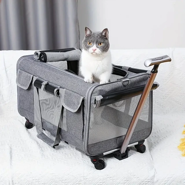 Valise à roulettes portable extra large pour animaux de compagnie, poignées amovibles, sac pour chien, grand sac pliable pour animal de compagnie, voyage pour chat, sac Electrolux 1