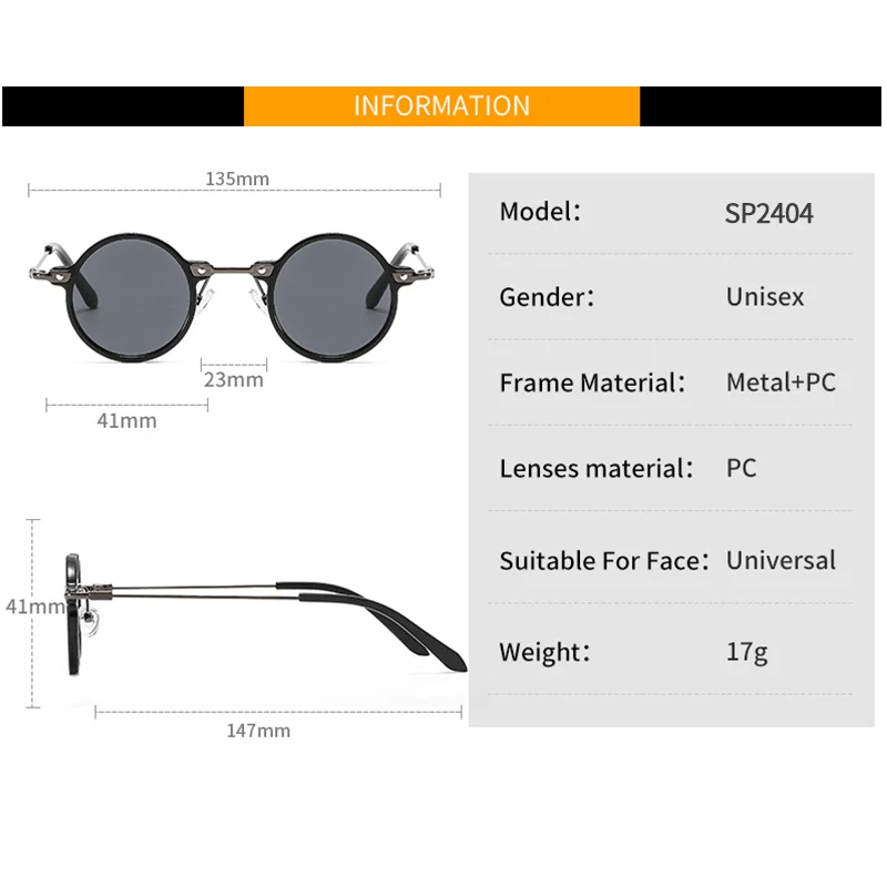 New Small Round Sunglasses Men Women Retro Steam Punk Glasses Gradient Clear Lens Eyewear Vintage Driving Shades Ocean Color