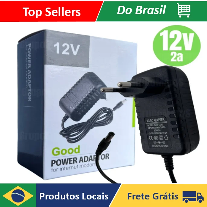 NEVERDIE STORE - Fonte Estabilizada Bivolt Para Cftv Ou Receptor De Tv Ou fita led 12v 2a ENVIO RAPIDO PARA TODO O BRASIL