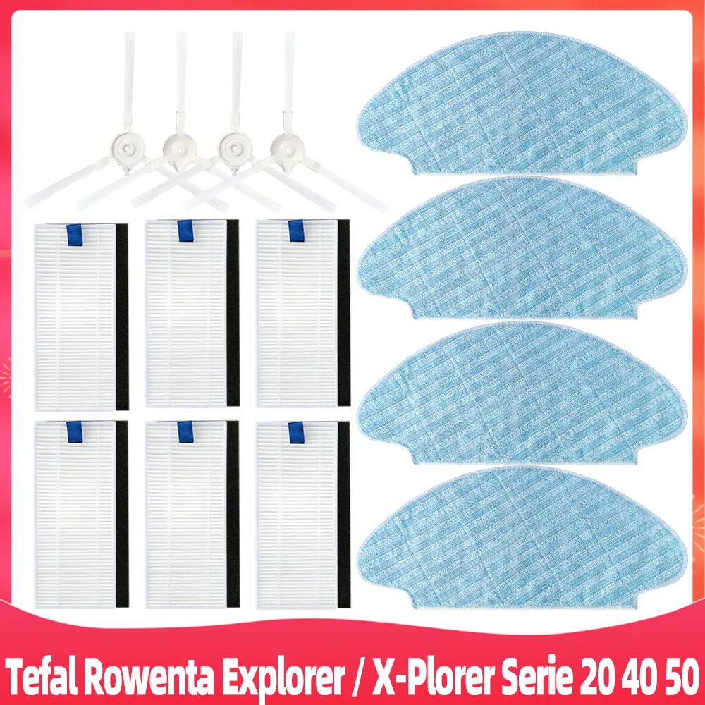 Brosses Latérales & Filtres Pour Aspirateur Robot Rowenta X-plorer 20/40/45/50 - Lot De 6 Brosses + 4 Filtres - Nettoyage Efficace