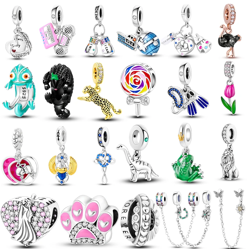 

charms pandora 925 originales Hugging Chameleon Beads for Original Pandora 925 Silver Pendant Safety Chain Jewelry Hot Sale New