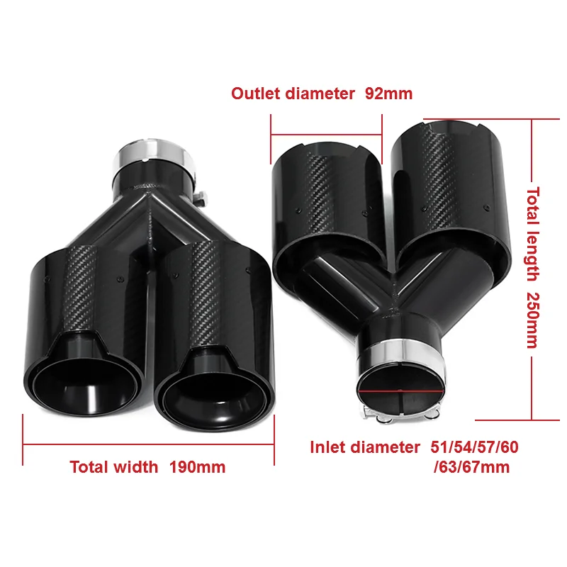 Car Exhaust Tip System Quad Carbon Fiber Stainless Steel Exhaust Tip for BMW Universal for M Performance Exhaust Tips End Pipes Tailpipe Muffler Tips
