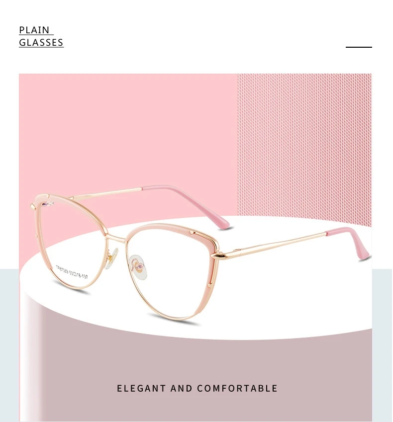 YIMARUILI Retro Cat Eye Blau Licht Blockieren Optische Brillen Rahmen Frauen Mode Hochwertige Legierung Brillen 87069 – Detail 5
