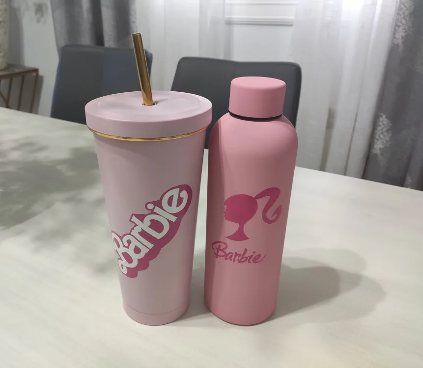 Anime 500Ml Barbie Stainless Steel Insulation Cup Kawaii Cold Insulated Sport Water Bottle High Capacity Thermos Drinking Kettle photo review