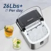 SIMZLIFE Countertop Ice Maker Machine with Handle, 26 lbs/24H, 9 Cubes in 6 Mins, Auto-Cleaning Portable Ice Maker,Silver 3