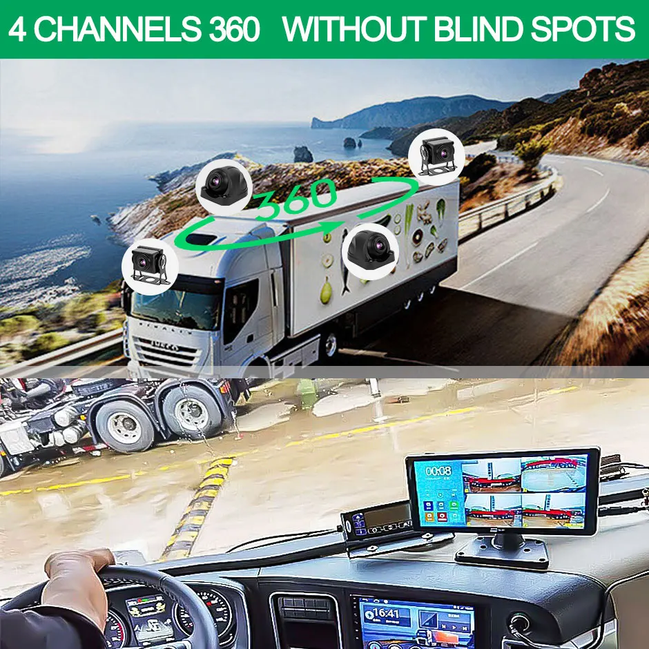 RV/Ʈ//Ⱦ/ƮϷ AHD  ī޶ Ե 10.36ġ ġ 4 ä  ȭ ڵ MP5 DVR ڴ 