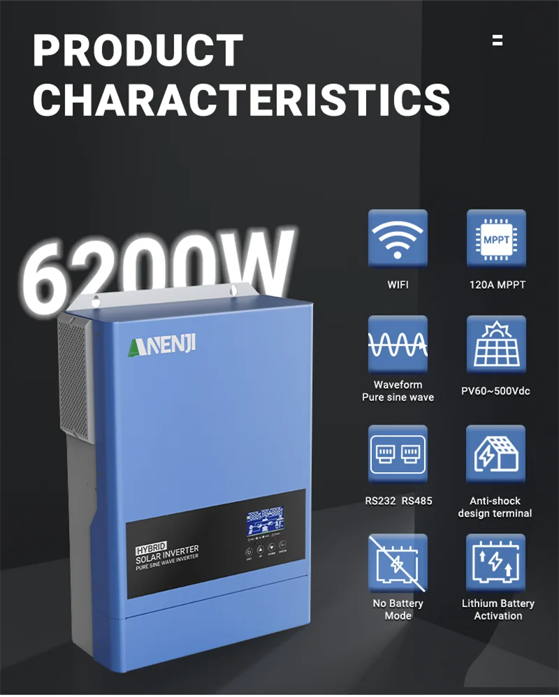 4KW 6.2KW 11KW Hybrid Solar Inverter MPPT Inverter On/Off Grid Solar Inverter PV