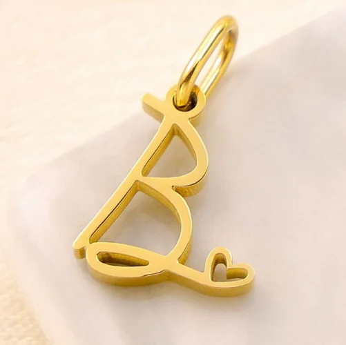 Personalized Initial Heart Necklace - Stainless Steel Jewelry Charm