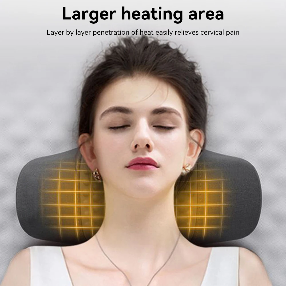 Electric Neck Massager Sleep Pillow Cervical tretch Heating Hot Compress Vibration Relieve Fatigue For Head Neck Shoulders
