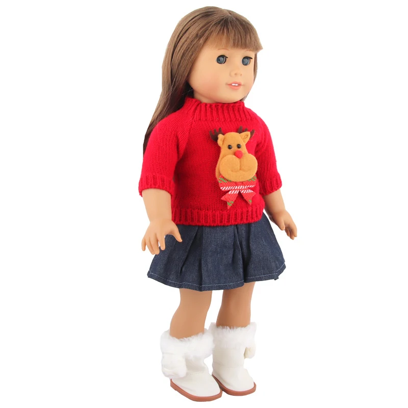 43 Cm Baby New Born Doll Clothes Wool Cute Santa Claus, Tree, Elk Christmas Clothes Suit For American 18 Inch Girl Doll Toy Gift