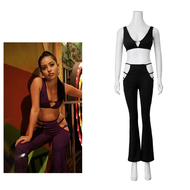 Euphoria Maddy Cosplay Sexy Hollow Outfit Black Crop Tank Top Bra And Boot  Cut Pants Slim Set Maddy Costume - Cosplay Costumes - AliExpress