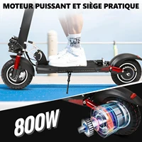 Trottinette électrique avec siège, 800W, vitesse maximale 45-50 km/h, autonomie 55 km, pneus tout-terrain 10 pouces, double amortissement, pliable. 5