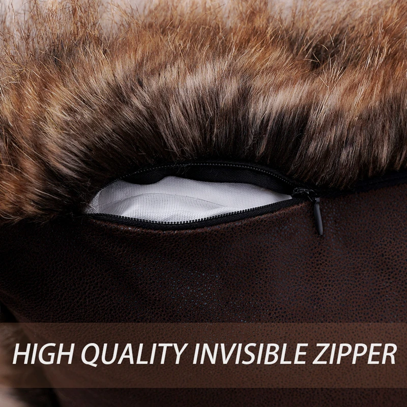 High-end Fluffy Faux Fox Fur Throw Pillows Decor Home High Quality Plush Back Cushion for Sofa Bed Chair Super Soft Cushion Cozy 2