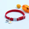 Adjustable Cat Collar with Bell, Safety Snap Hook, Polyester Material, Small Breed Recommended, Flower Charm Design 2
