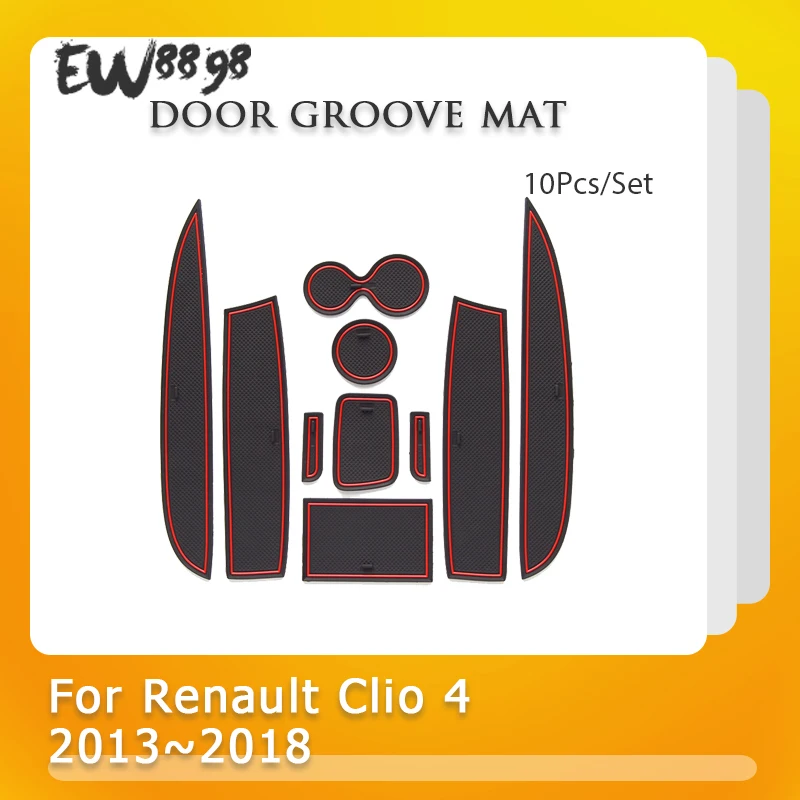 

for Renault Clio 4 2013~2018 Anti-Slip Gate Slot Cup Mat Door Groove Non-slip Pad Interior Car-styling Accessories Coaster Mats