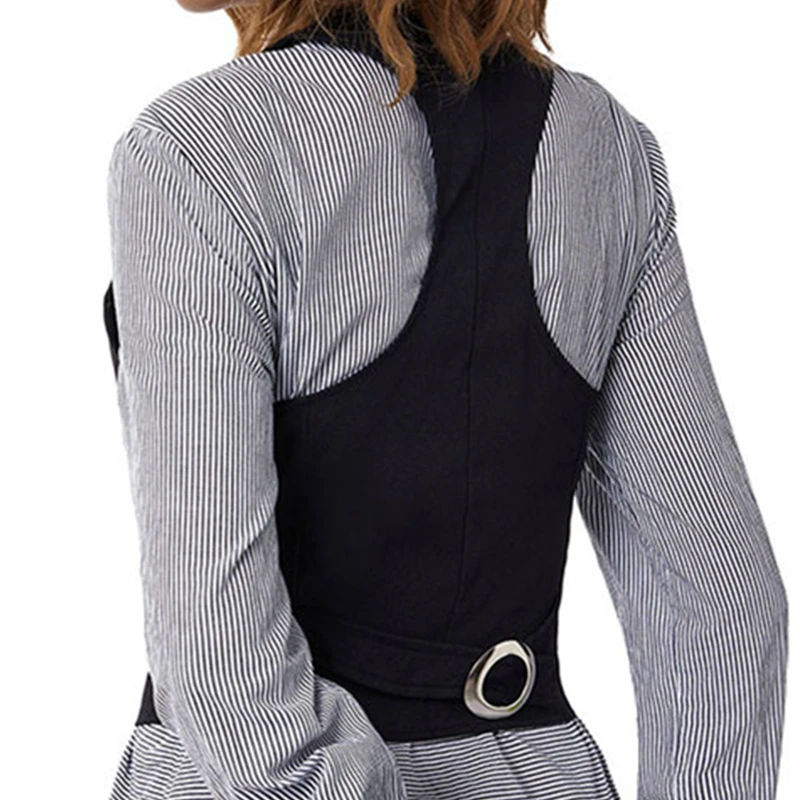 y2k PU Leather Vest Vintage Aesthetic Women V Neck Sleeveless Button Tank Tops 2000s Dark Academia Tshirt Waistcoat