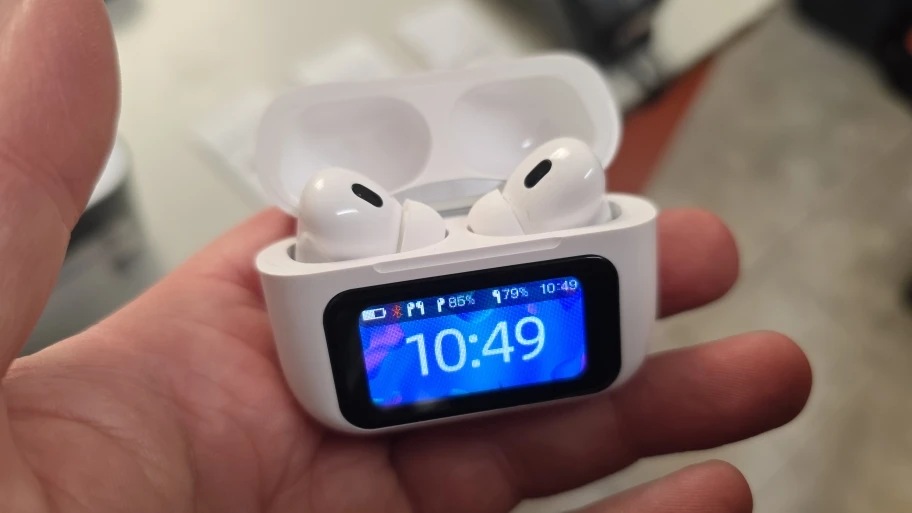 Casti Bluetooth A9 Pro ANC cu Ecran Color Tactil si Incarcare Wireless photo review