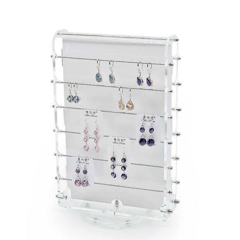 

Acrylic Earrings Display Stand Vertical Layered Display Jewelry Holder Earrings Home Rotating Jewelry Rack Storage Organizer