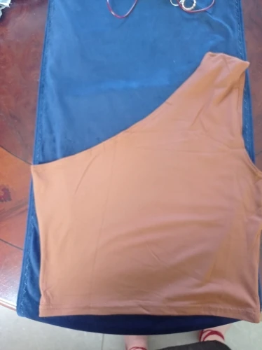 Women's One-Shoulder Athletic Crop Tank Top - Summer Fitness Vest photo review