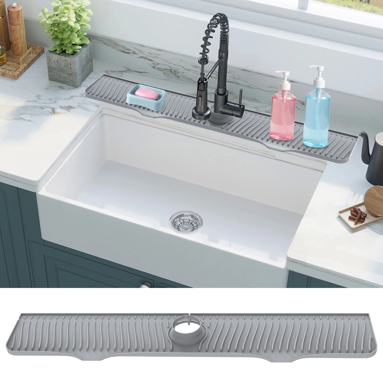 Sink Splash Guard 32 Inch Silicone For Kitchen Bathroom