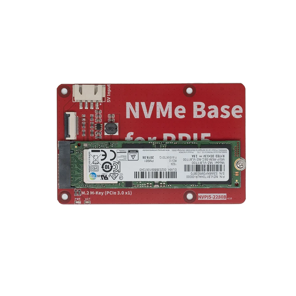 Raspberry Pi 5 Nvme Pcie Nvpi5-2280B Base Per Raspberry Pi 5 2230/ 2242/ 2260/ 2280 Gen 3 Pcie M.2 Key-M Nvme Ssd Pip Pcie Rpi5