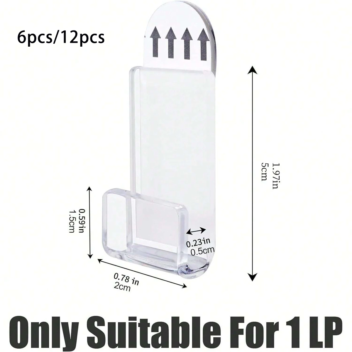 6/12Pcs Clear Acrylic Record Holder, Vinyl Record Shelf Wall Mount, Adhesive Acrylic Record Display Rack,  For Daily Displaying 4