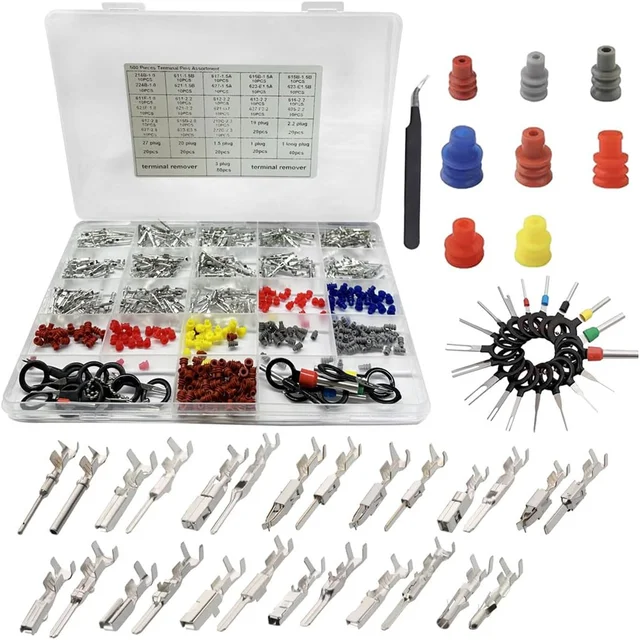 500 ชิ้นลวด Terminal Pin ชุดเชื่อมต่อ Pin, รถไฟฟ้าชายหญิง Terminal Connector Kit, 26 ประเภทรถเทอร์มินัล Pins 1