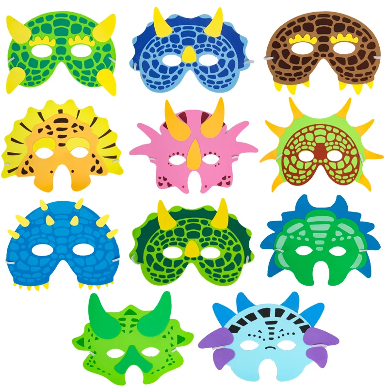 11Pcs Dinosaur Party Masks Set Dinosaur Birthday Decoration Dino Theme Party Favors Halloween Party Costumes Toy For Kids Boys