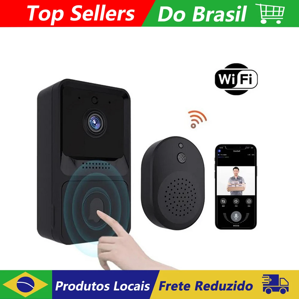 Smart WiFi Home Video Campainha, Câmera de Segurança Sem Fio, Visão Noturna, Vídeo Botão, Ao Ar Livre, Envio Rápido