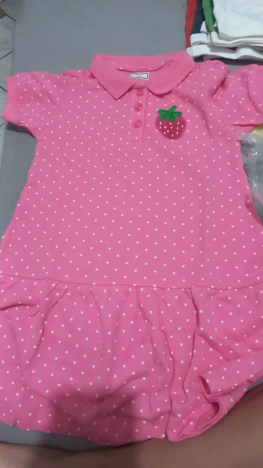 Little maven Summer Girls Clothes Strawberry Appliques Lovely Kids Girls Causal Polo Dresses for Girls Turn-Down Collar Dress photo review