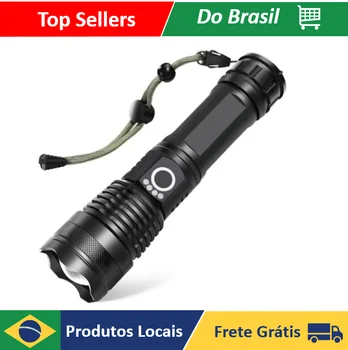 Lanterna Tática T9 Potente com Zoom, LED P50 e Bateria 26650