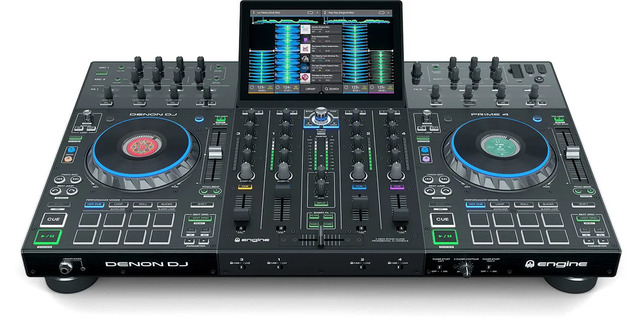 PRIME4XUS 프라임 4 4 데크 독립형 DJ 컨트롤러 시스템, 10 인치 터치 스크린, 인기 판매