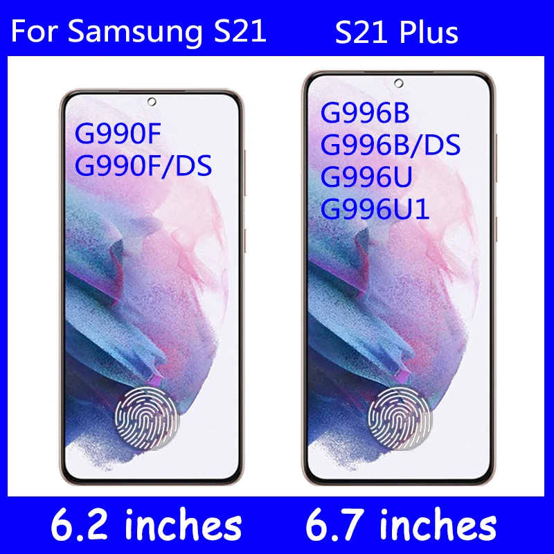 OLED для Samsung Galaxy S21 LCD G991B дисплей сенсорный экран дигитайзер с отпечатком пальца для Samsung S21 + S21 Plus G996B ЖК-рамка