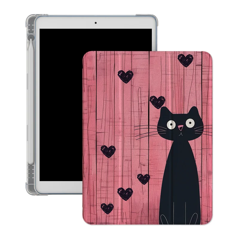 Charming Black Cat with Stripes Tablet Cover
