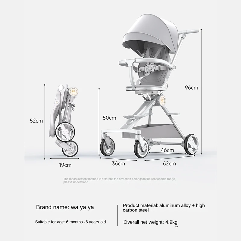 Walking bBby Artifact Stroller Can be Boarded Light Folding Trolley Two-way Push Seat High Landscape Children's Stroller