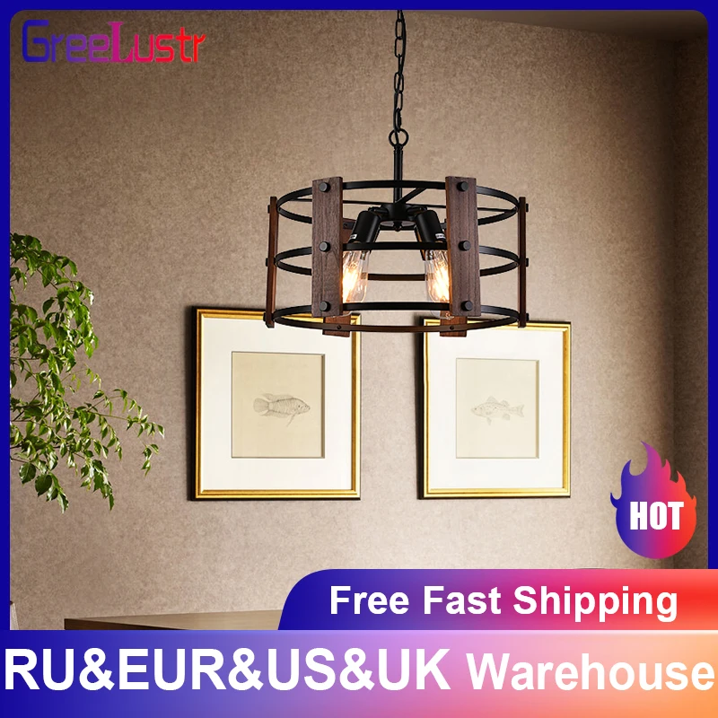 

Iron LED Pendant Light Vintage Industrial Ceiling Lamp Retro Loft Plafonniers Indoor Lighting Living Room Kitchen Home Decora